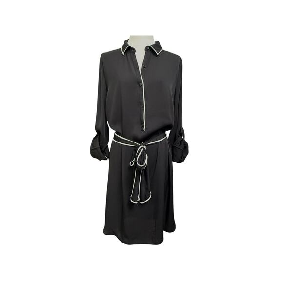 Express Women's Black and white dress size Large Button front Tie belt - Picture 1 of 3